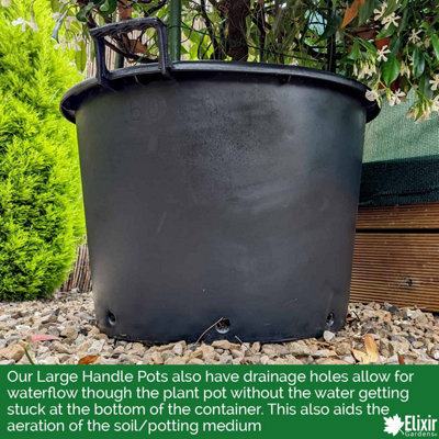 Elixir Gardens Heavy Duty 90 Litre Tree & Shrub Patio Recycled Plastic Container Pots/Tubs with Handles x5