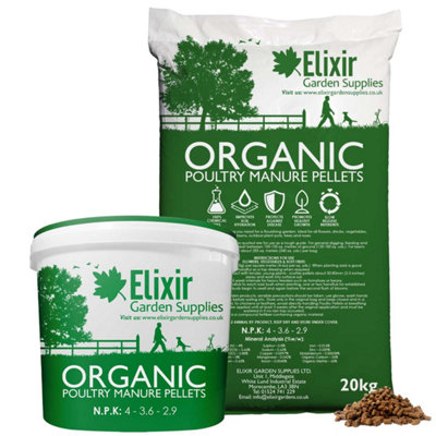 Elixir Gardens Organic Chicken Manure Pellets Fertiliser in tub x1kg