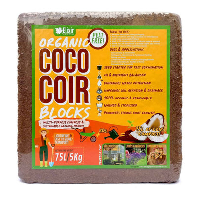 Elixir Gardens Organic Coir Coco Compost Blocks Peat-Free Natural ...