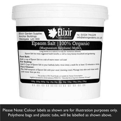 Elixir Gardens Organic Epsom Salts in a Resealable Tub 20kg