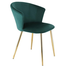 Ella Dining Accent Chair Upholstered in Velvet Fabric  - Green