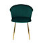 Ella Dining Accent Chair Upholstered in Velvet Fabric  - Green