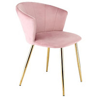 Ella Dining Accent Chair Upholstered in Velvet Fabric  - Pink