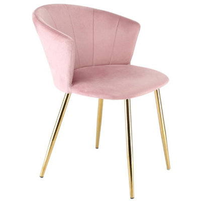 Ella Dining Accent Chair Upholstered in Velvet Fabric  - Pink