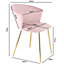 Ella Dining Accent Chair Upholstered in Velvet Fabric  - Pink