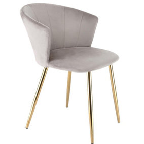 Ella Dining Accent Chair Upholstered in Velvet Fabric  - Taupe