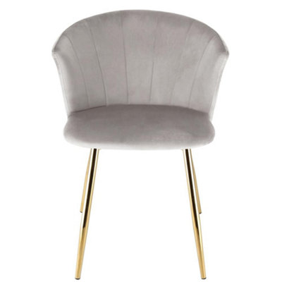 Ella Dining Accent Chair Upholstered in Velvet Fabric  - Taupe