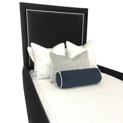 Ella Kids Bed Plush Velvet with Safety Siderails- Black