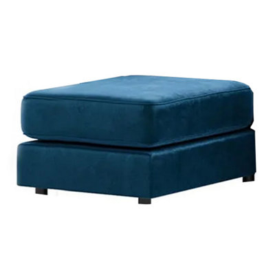 Ella Plush Velvet Foam Filled Blue Footstool Sofa Accessory