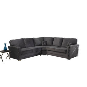 Elland Chenille Grey Corner Sofa Full Back 2c2