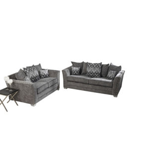 Elland Chenille Grey Corner Sofa Scatterback 2c2