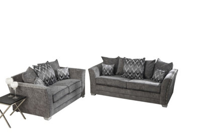 Elland Chenille Grey Sofa Scatterback 3+2 Set