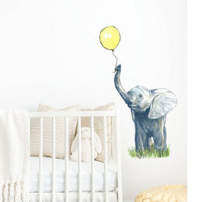 Elle Elephant with yellow balloon Wall Sticker