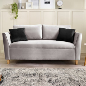 Ellie 3 Seater Sofa in Brushed Velvet Silver