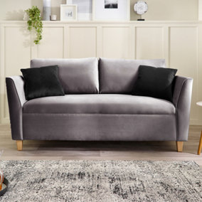 Ellie 3 Seater Sofa in Brushed Velvet Steel