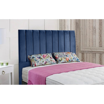 Ellie 54 inch Floorstanding Headboard Plush Velvet Blue DIY at B&Q