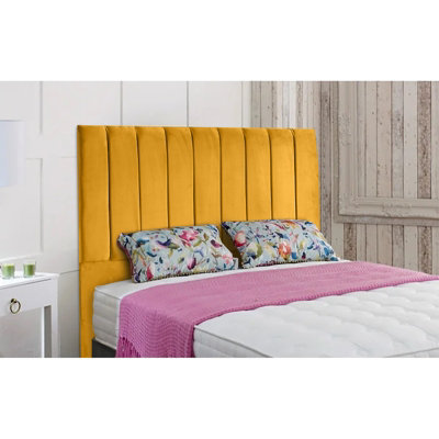 Ellie 54 inch Floorstanding Headboard Plush Velvet Mustard DIY at B&Q