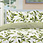Ellie Green Watercolour Leaves Duvet Cover Set Striped Reverse Fully Reversible Bedding - King