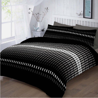 Elliot Stripes Printed Quilt Duvet Cover Bedding Set All Sizes With Pillow Case