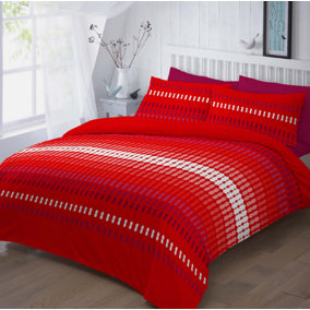 Elliot Stripes Printed Quilt Duvet Cover Bedding Set All Sizes With Pillow Case