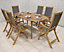 Ellipse 6 Seater Dining Set with Folding High Back Armchairs and Fixed Leg Table - Acacia Hardwood