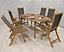 Ellipse 6 Seater Dining Set with Folding High Back Armchairs and Fixed Leg Table - Acacia Hardwood