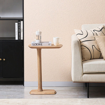 Ellis Solid Wood C Shape Side Table Living Room Bedside Sofa End Table - Blonde Natural