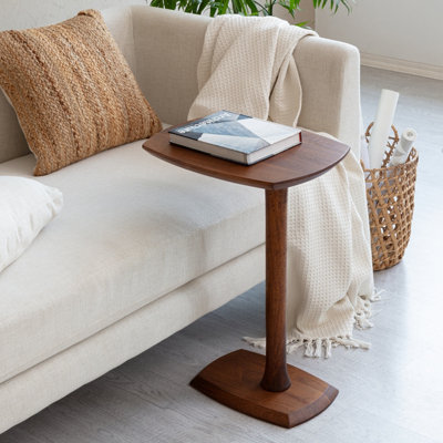 Ellis Solid Wood C Shape Side Table Living Room Bedside Sofa End Table Walnut