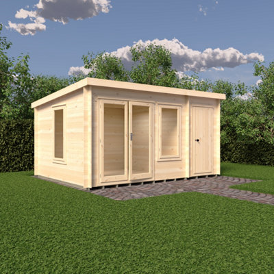 Elm 10x14 19mm Log Cabin with side storage