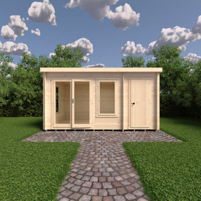 Elm 10x14 19mm Log Cabin with side storage