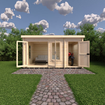 Elm 10x14 19mm Log Cabin with side storage - 3
