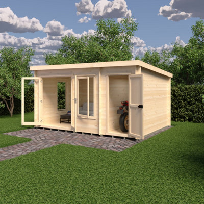 Elm 10x14 19mm Log Cabin with side storage - 4