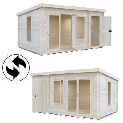 Elm 10x14 19mm Log Cabin with side storage - 5