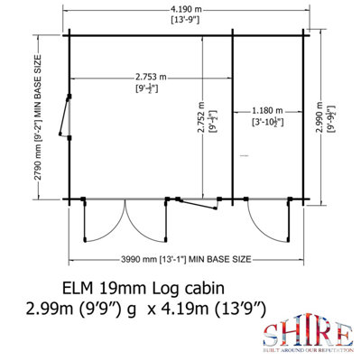 Elm 10x14 19mm Log Cabin with side storage - 7
