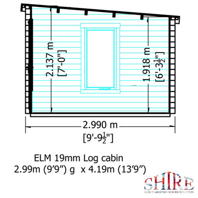 Elm 10x14 19mm Log Cabin with side storage - 9