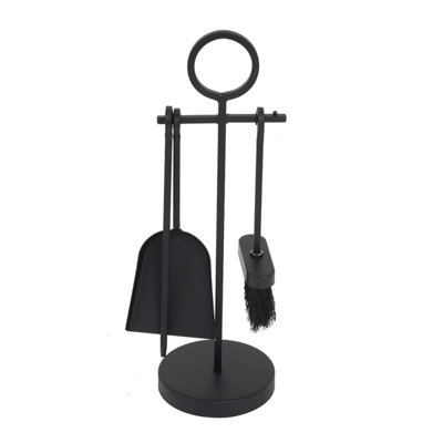 Elm Fireside Companion Set with Poker Brush Coal Shovel Contemporary Tool Holder - 4