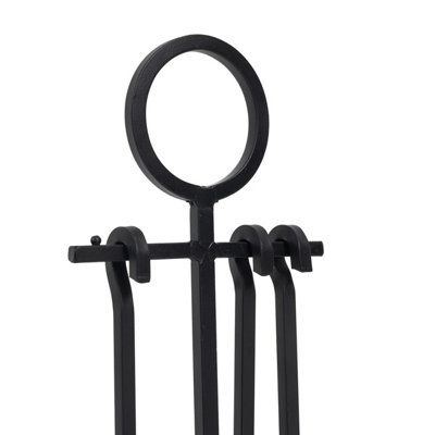 Elm Fireside Companion Set with Poker Brush Coal Shovel Contemporary Tool Holder - 5