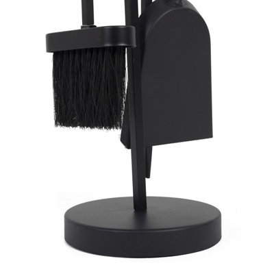 Elm Fireside Companion Set with Poker Brush Coal Shovel Contemporary Tool Holder - 6