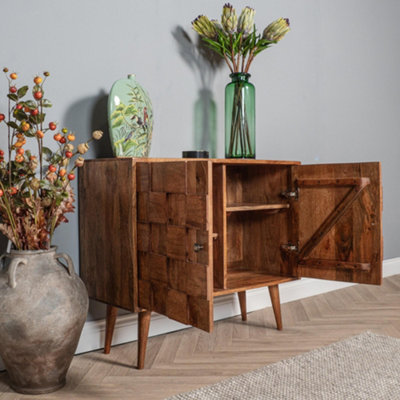 Elm Home And Garden 2 Door Sideboard  2 Shelves - Solid Mango Wood - No Veneer 80cm high x 97cm wide x 38cm deep