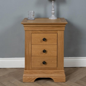 Elm Home and Garden 3 Drawer Bedside Cabinet Night Stand Quality Oak Fully Assembled