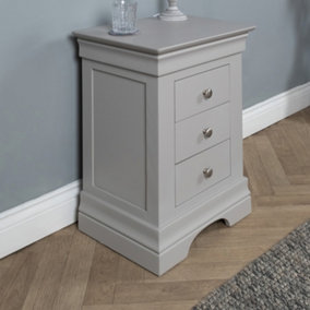 Elm Home and Garden 3 Drawer Bedside Cabinet Table Grey Night Stand Fully Assembled