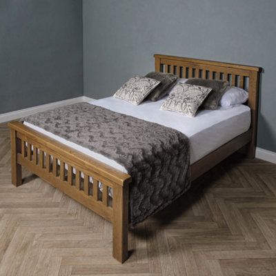 Oak king deals size bed frame