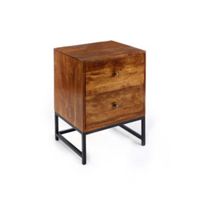 Elm Home And Garden Dark Wooden Two 2  Drawer Side Lamp End Bedside Table Cabinet H64 x W48 x D 40cm
