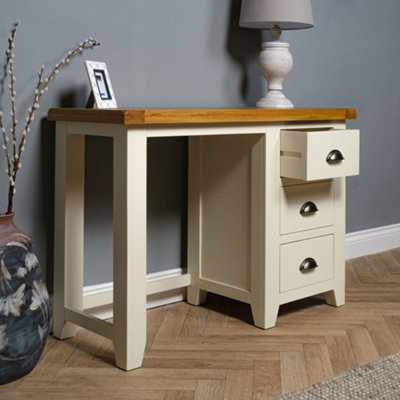 Elm Home And Garden Painted Cream/Off White Single Pedestal Dressing Table  75cm High x 104cm