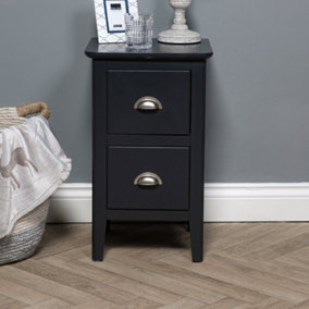 Elm Home And Garden Painted Grey Two Drawer Bedside Cabinet Side Table 59cm High x 35cm Wide x 32cm Deep Fully Assembled