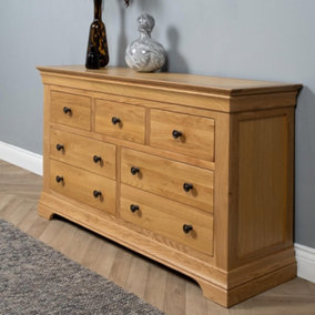 Elm Home and Garden Quality Oak 3 Over 4 Chest Of Drawers Fully Assembled
