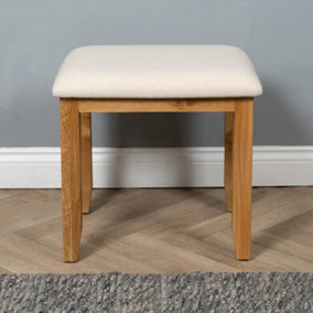 Elm Home and Garden Quality Premium Oak Fabric Dressing Table Vanity Stool Fully Assembled