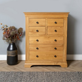 Elm Home and Garden's Rustic Solid Oak 4+3 Chest of Drawers Fully Assembled