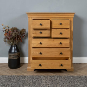 Elm Home and Garden's Rustic Solid Oak 4+3 Chest of Drawers Fully Assembled