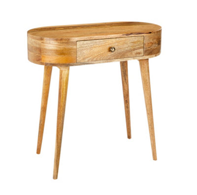 Elm Home And Garden Solid Dark Brown Wood Console Hall Telephone Table H78 x W80 x D40cm